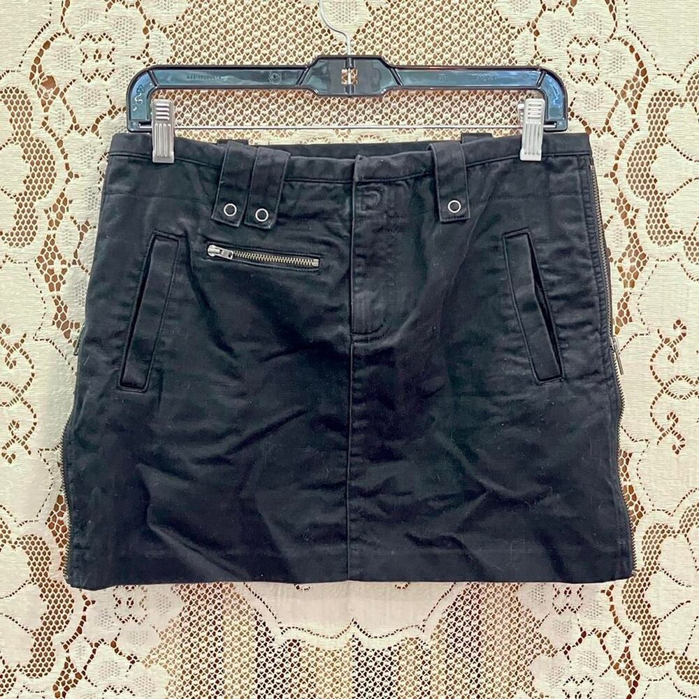 Armani-exchange Women's Black Zipper Mini Pencil Skirt | Utility Tripp Pockets